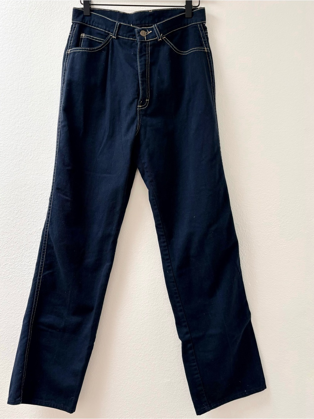 Vintage Bill Blass High Waisted Dark Wash 100% Cotton Denim Straight Leg Jeans